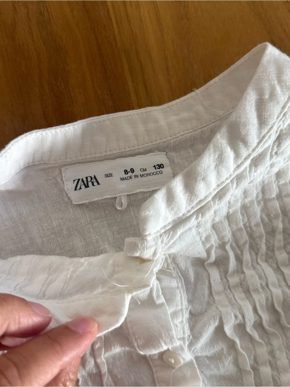 Zara Kids White Pintuck Button-Front Cotton Blouse